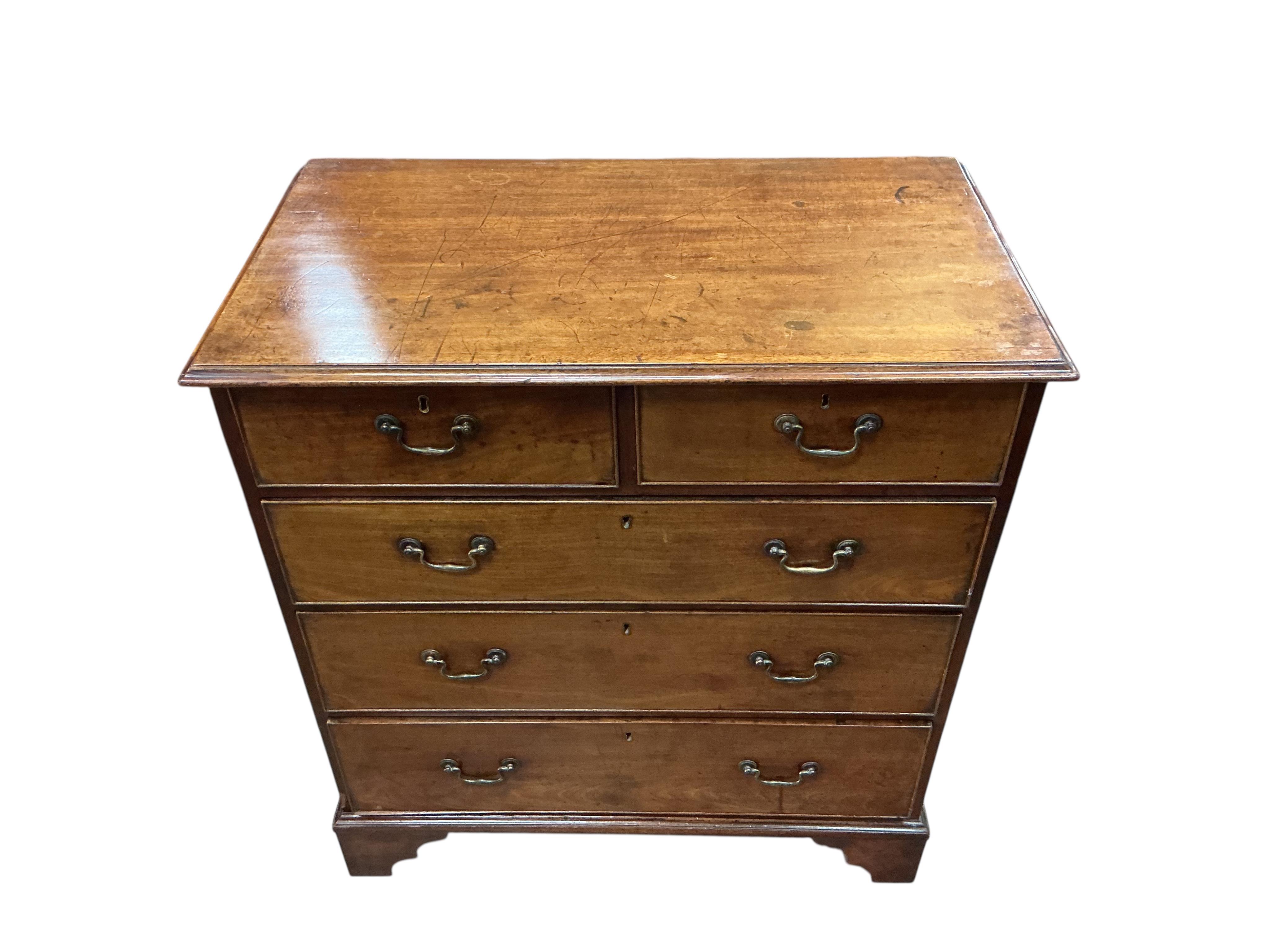 A George III mahogany five drawer chest, width 95cm, depth 53cm, height 102cm